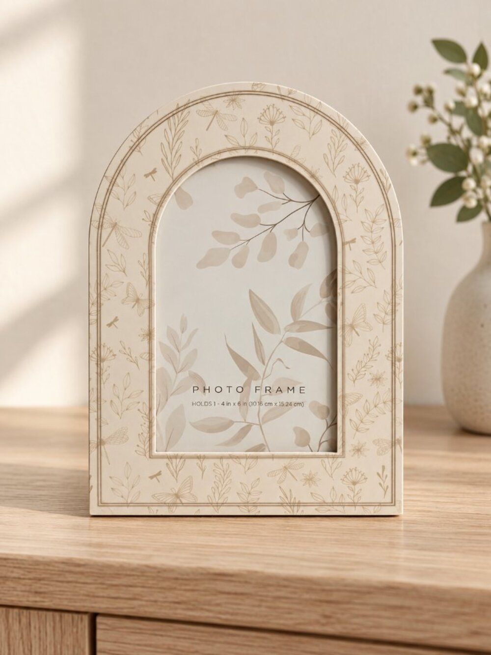Real Living 4x6 Cream Botanical Arched Photo Frame